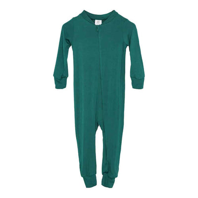 Full Zip Footless Pajama In Bamboo Viscose - Evergreen