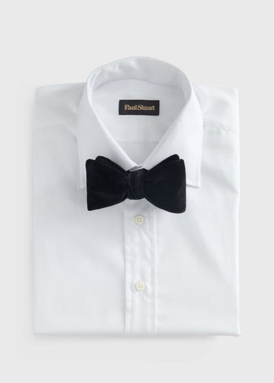 Blunt Edge Cotton Velvet Bow - Black