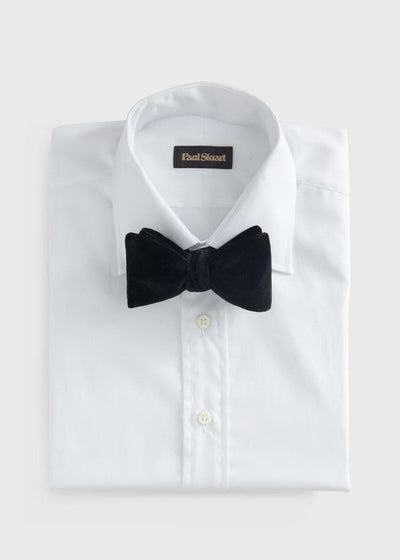 Blunt Edge Cotton Velvet Bow - Black