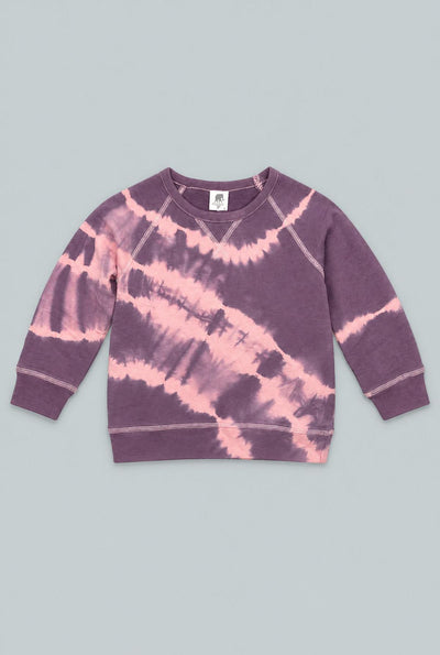 Kids French Terry Raglan Sweatshirt - Peach Purple Tie Dye
