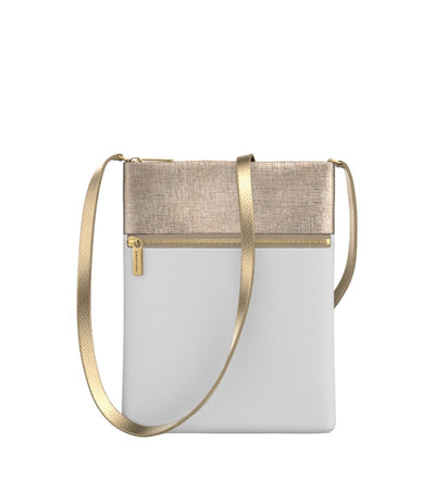 Aria Crossbody - Metallic Etched Ecru/White