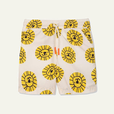 Seaqual Recycled Polyester Lion Kid Swim Trunks - Natural/cyber Yellow