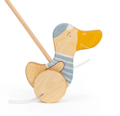 Push Toy Blue Duck - One Size - ’Wooden Toy - Baby Kids Kids Adult Baby’