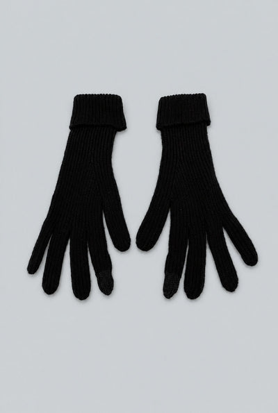 Ribbed Gloves - Black