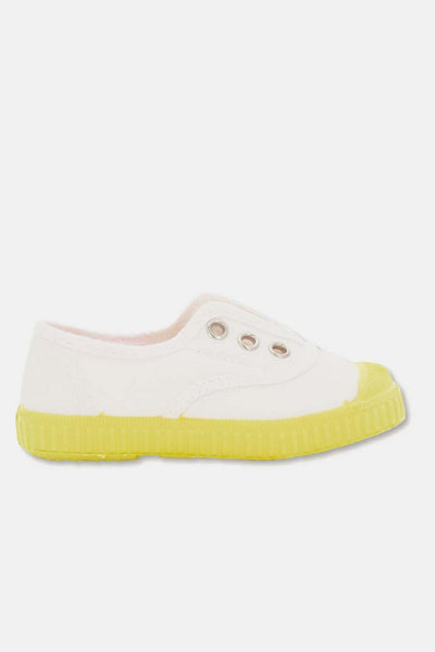 Slip-on vegan baby shoelace sneakers - Pink yellow - Slip-On