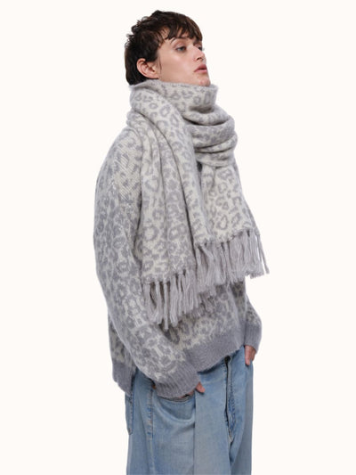Cristobal Leopard Blanket Scarf - Cream
