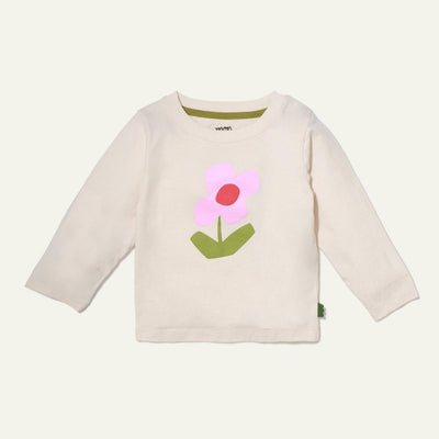 Recycled Cotton Flower Baby T-Shirt - Natural