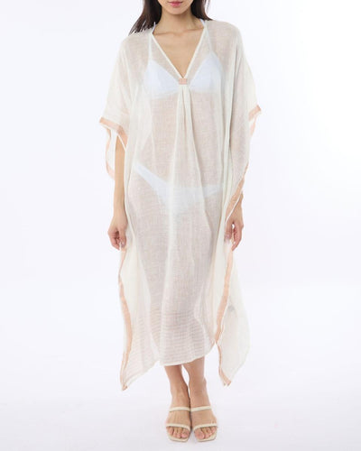 Kerala Kaftan - White Peach Trim