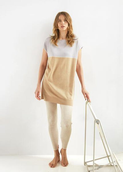 Summer Tee Dress - Camel/Mist - T-shirt