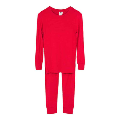 Long John Pajama Set In Bamboo - Red