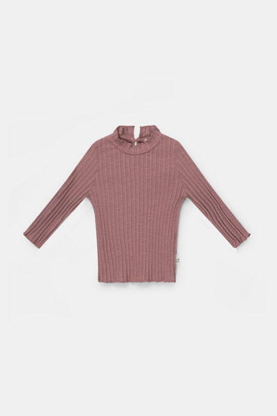 Organic rib baby mockneck t-shirt - Pink - mockneck - baby