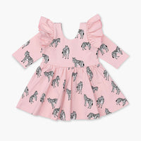 Double Ruffle Let's Dance Dress - Pink Zebras