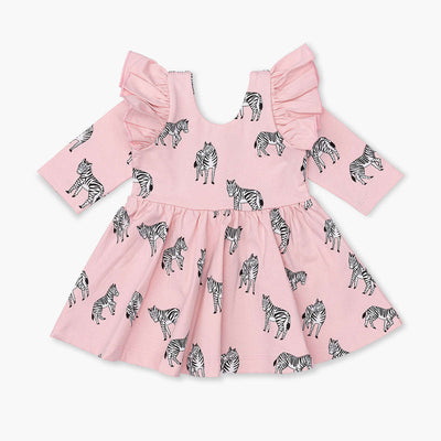 Double Ruffle Let's Dance Dress - Pink Zebras