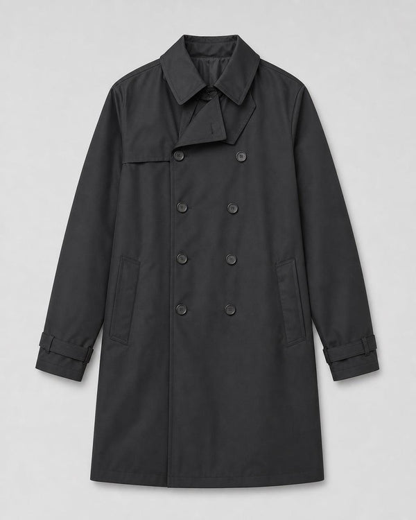 Super 170s Double Breasted Coat - Navy