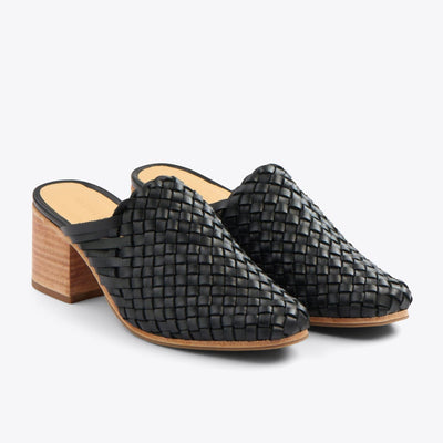 All-Day Woven Heeled Mule - Black - FINAL SALE