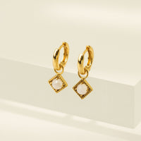 Eclipse Huggie Drop Hoop Earrings - Moonstone