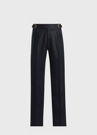 Super 100 Wool Flannel Gurka Pant - Black