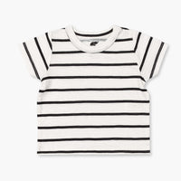 Short Sleeve Crewneck Tee - Black + White Mod Stripe