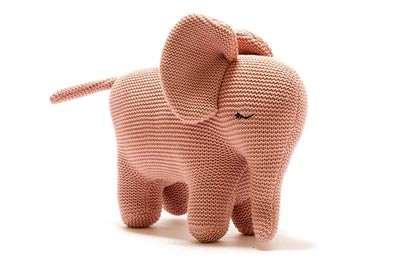 Large Elephant Plush Toy in Pink Organic Cotton - One Size - ’Stuffed Animal - Baby Kids Adult’