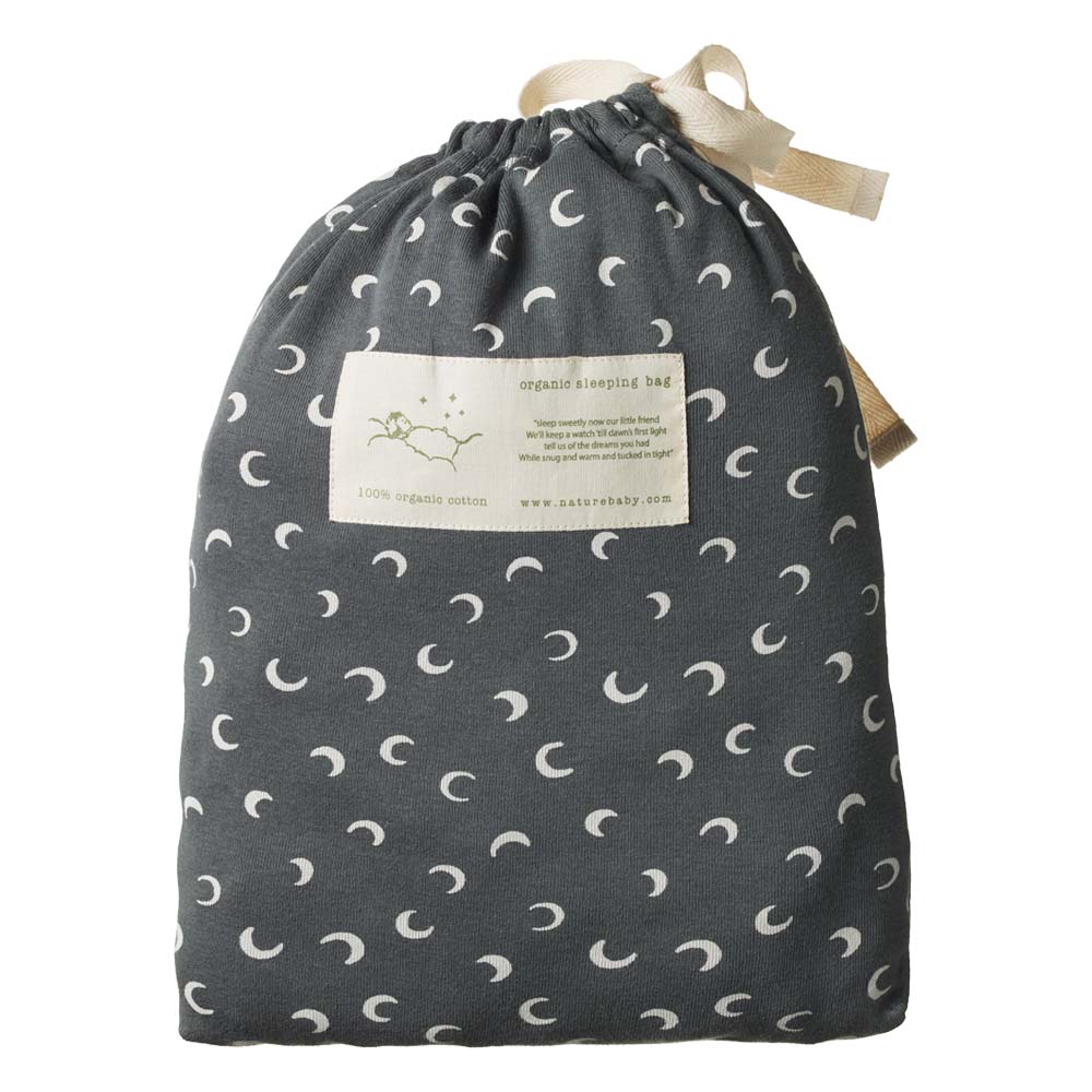 Organic Cotton Sleeping Bag - Mini Crescent Moon Grey Print