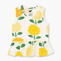 Racerback Peplum Tank - Sunflower Field