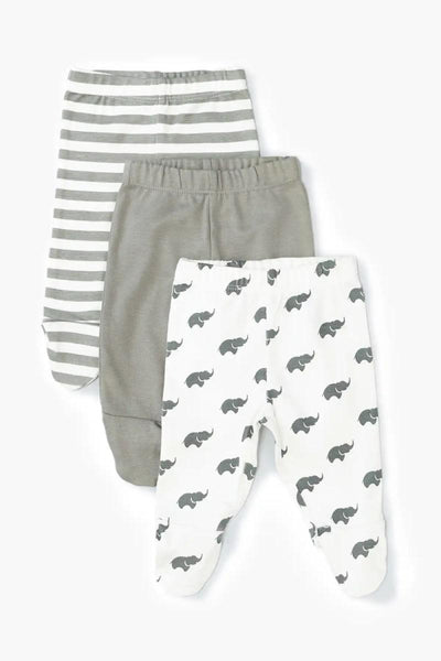 3-Pack Footed Baby Pants - Grey - Footies