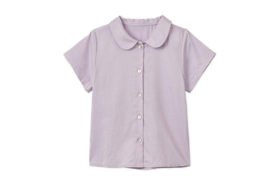 SS Organic Cotton Woven Peter Pan Collared Shirt - Lavender