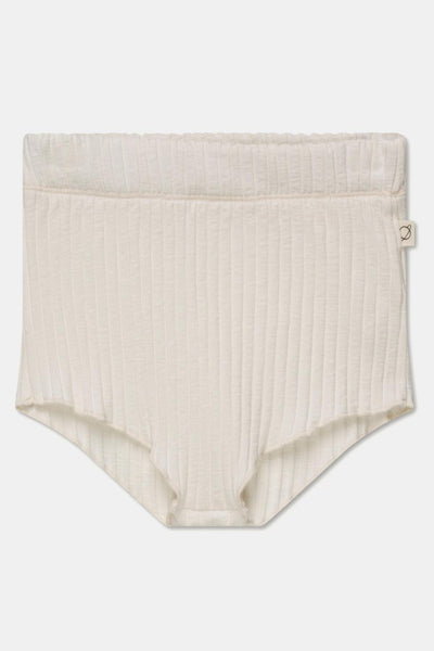 Rib lettuce-edge shorts - Ivory