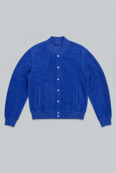 Leather Bomber Jacket - Royal Blue