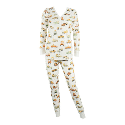 Women's Jogger/Henley Pajama Set - Pumpkin Trucks