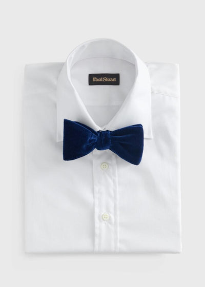 Blunt Edge Cotton Velvet Bow - Navy