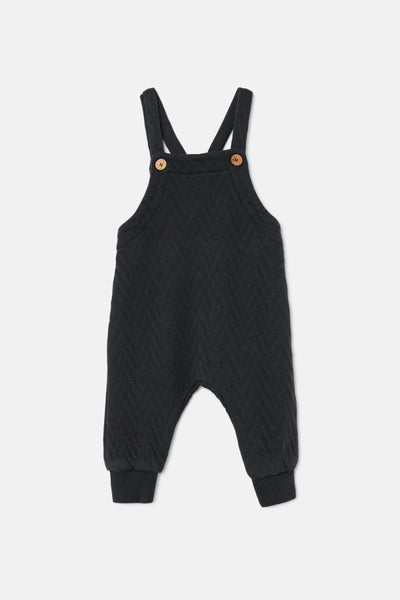 Quilted Zigzag Baby Overalls - Dark Grey