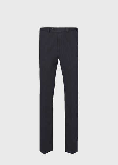 Cotton Plain Front Newton Pant - Navy - Trouser