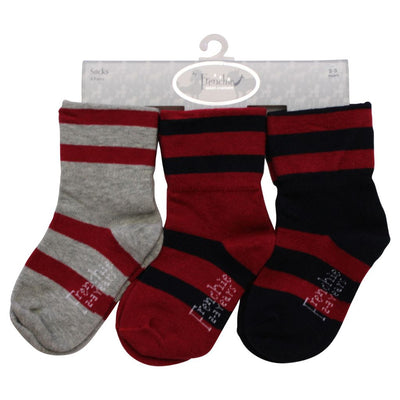 3-Pack Crew Socks - Burgundy/Blue/Gray