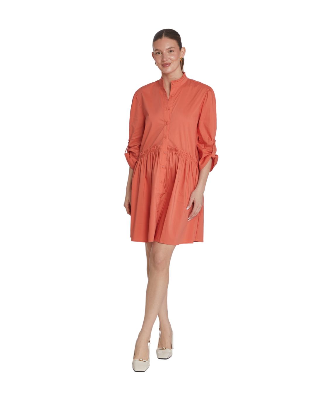 strapless open back dress Mini Shirt Dress | Orange Floral Print main image 0
