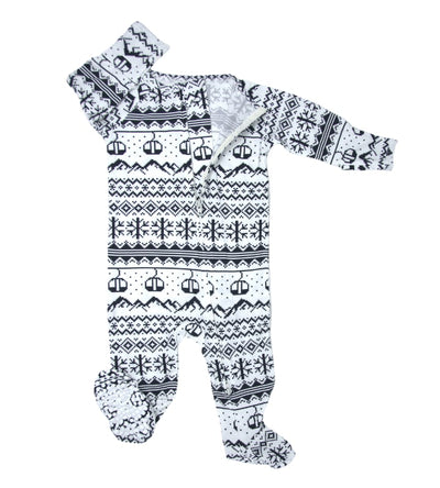 Zipper Footie - Fair Isle Ski Black