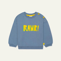 Recycled Cotton Rawr Kid Sweatshirt - Faded Denim
