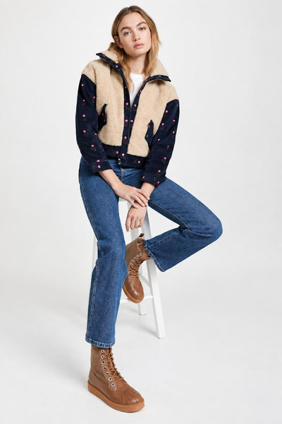 Teddy Corduroy Trucker Jacket - Cream/Navy