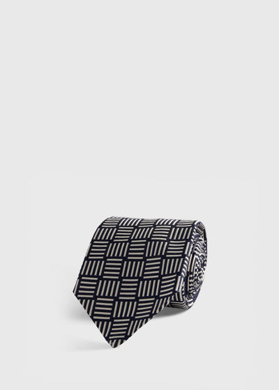 Woven Silk Large Parquet - Navy