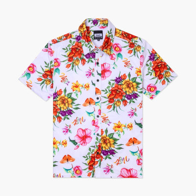Aqua Terra Floral Watercolor Tech Button Up - Red Multi