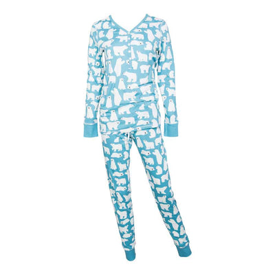 Women's Jogger/Henley Pajama Set - Polar Bear