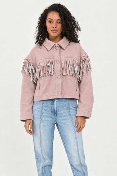 Delphine Fringe Jacket - Pale Pink