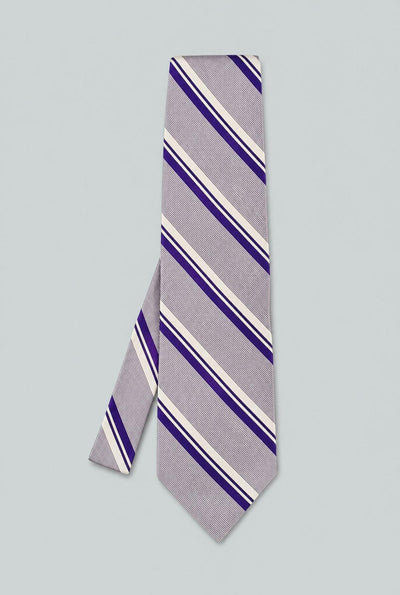Woven Silk and Cotton Stripe - Purple
