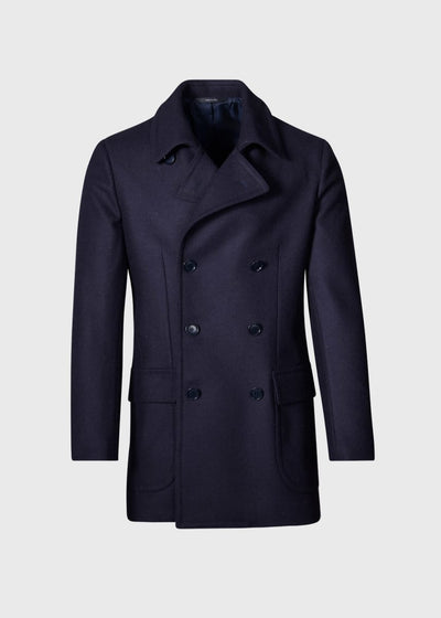 Melton Cashmere Short Outer Jacket - Midnight