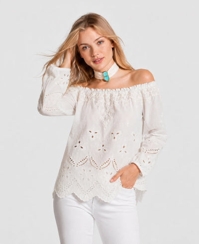 Fleur Top - White Eyelet