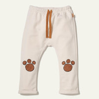 Recycled Cotton Paw Patch Baby Pant - Natural