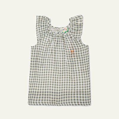 Gingham Linen Baby Dress - Natural/faded Denim