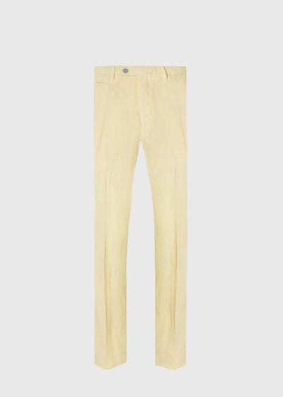 Linen Besom Coin Pocket Plain Front Pant - Yellow