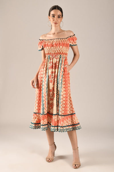 Sirin Midi Dress - Coral