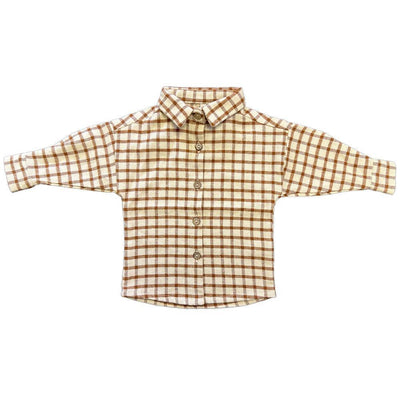 Check Button Up Shirt - Amber Check - Button Down Shirt